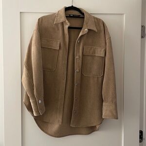 Zara lightweight corduroy jacket in tan